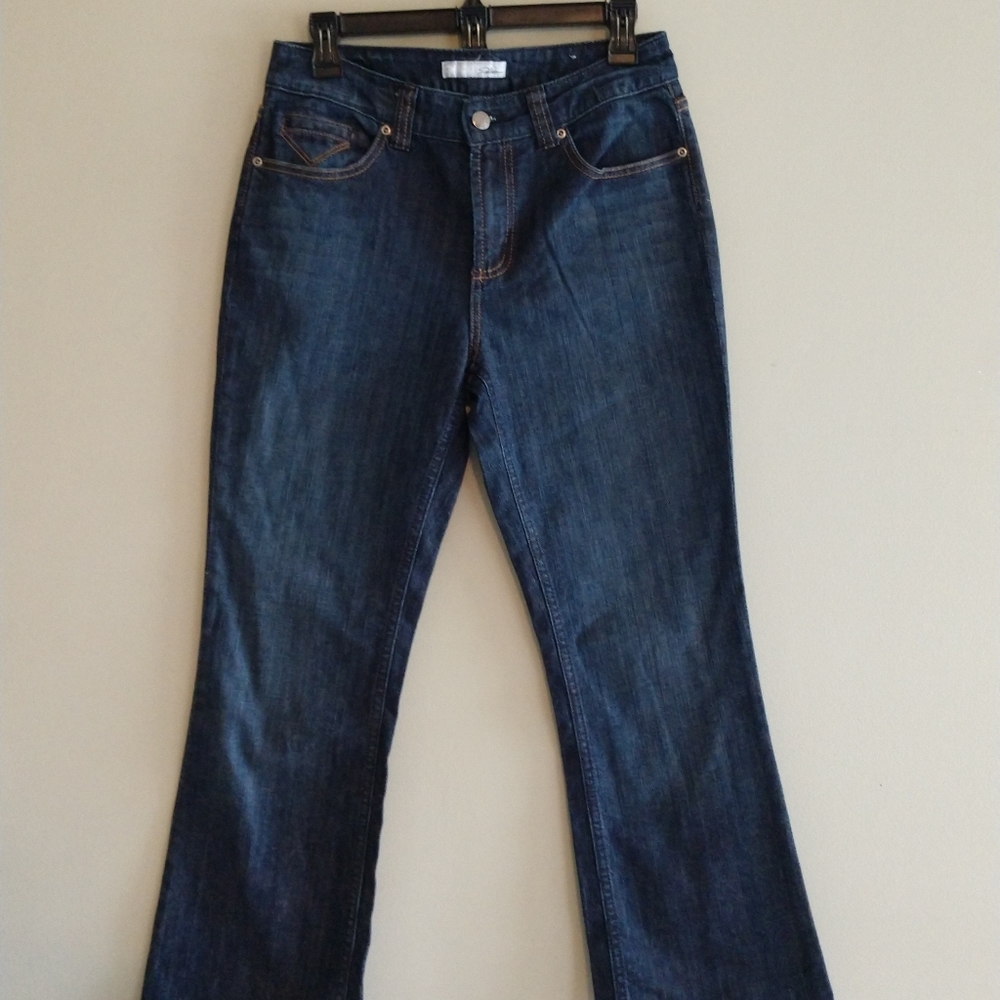 Chico's Platinum Dark Wash Flare Jeans Sz 0 Reg